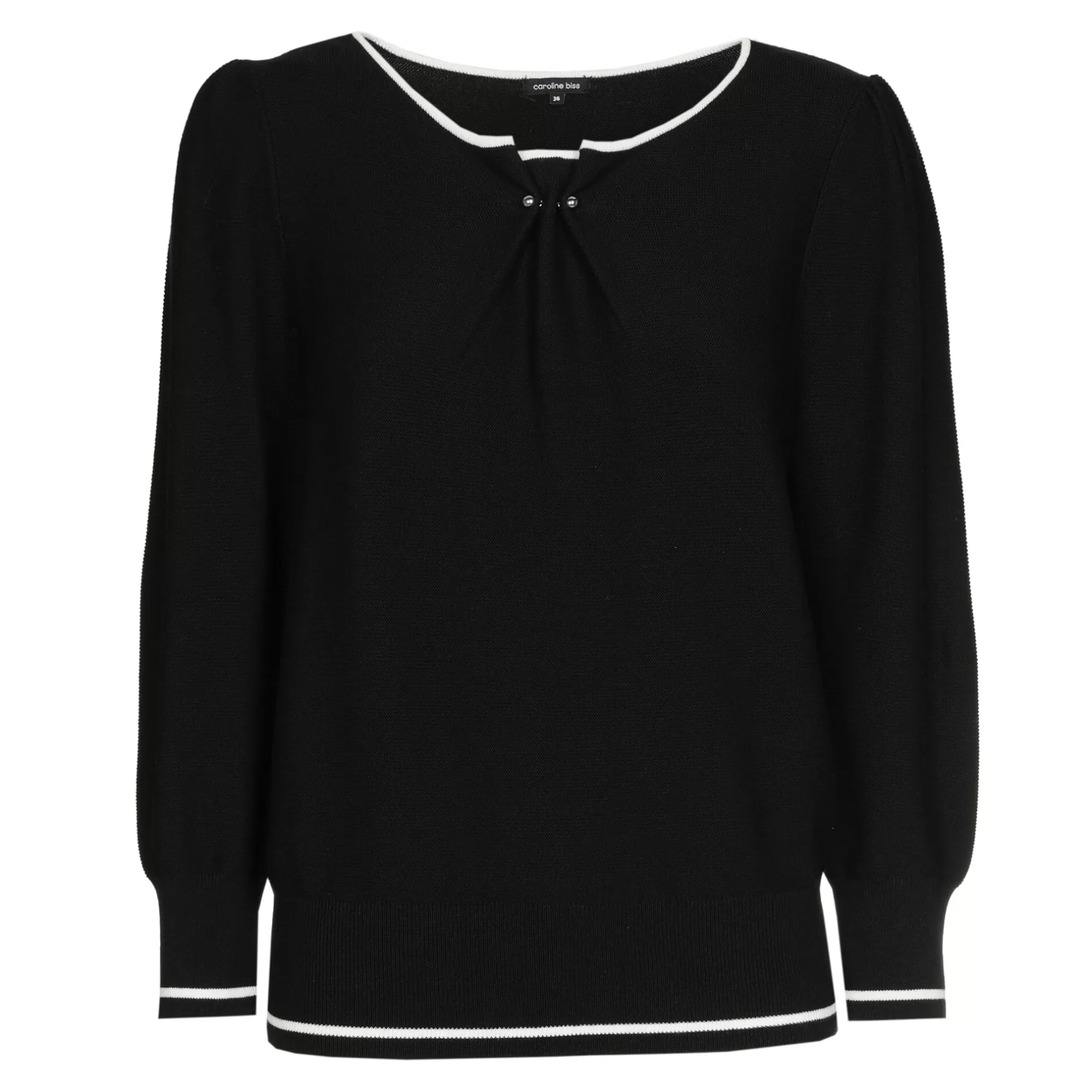 Caroline Biss 1248-10 / Fijn Gebreide Bicolor Pull*Vrouwen Pulls