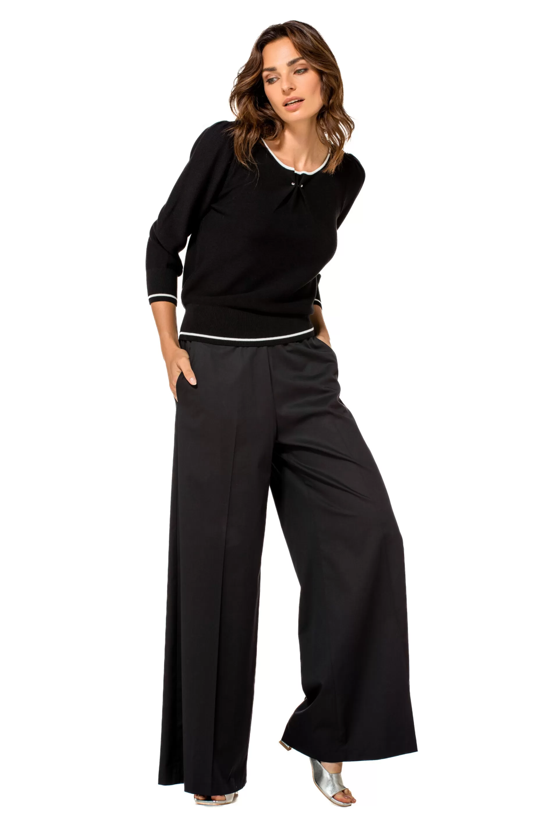 Caroline Biss 1248-10 / Fijn Gebreide Bicolor Pull*Vrouwen Pulls