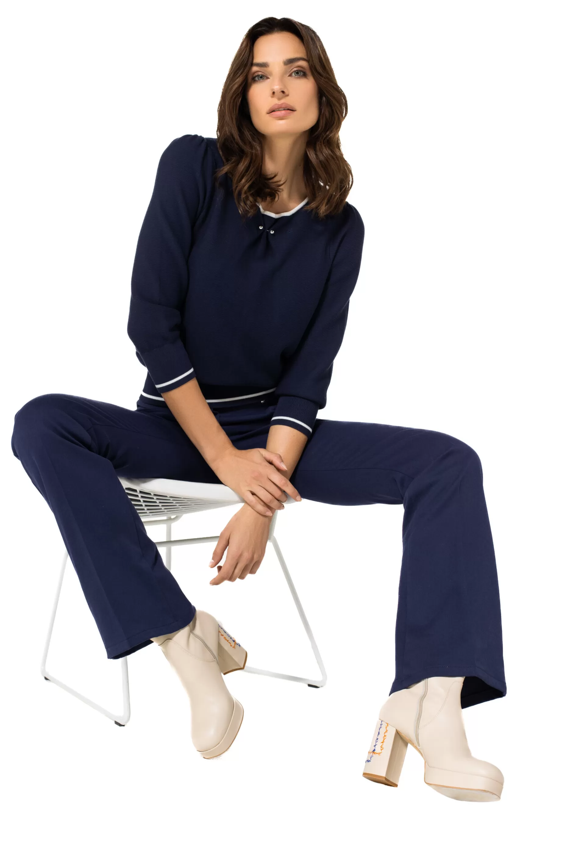 Caroline Biss 1248-21 / Fijn Gebreide Bicolor Pull*Vrouwen Pulls