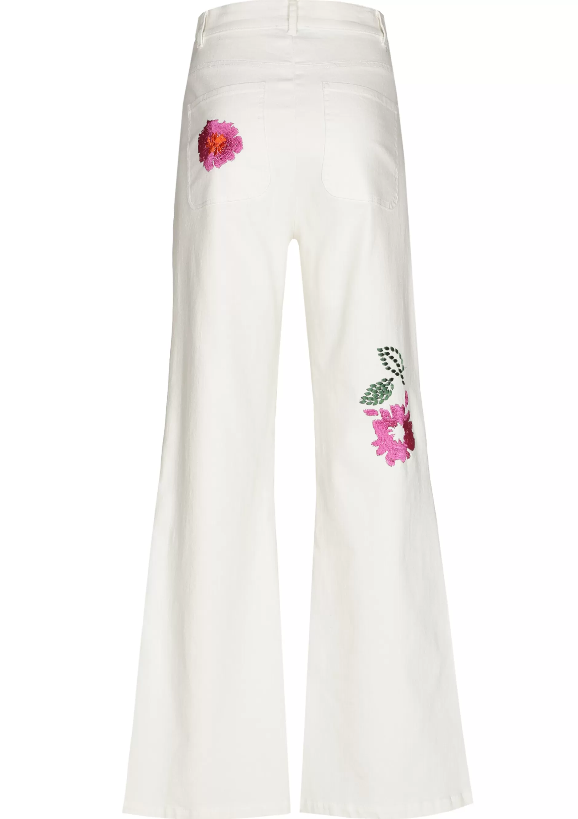 Caroline Biss 1509-69 / Comfortabele Jeans Met Broderie, Flared Leg, Normal Waist*Vrouwen Broeken