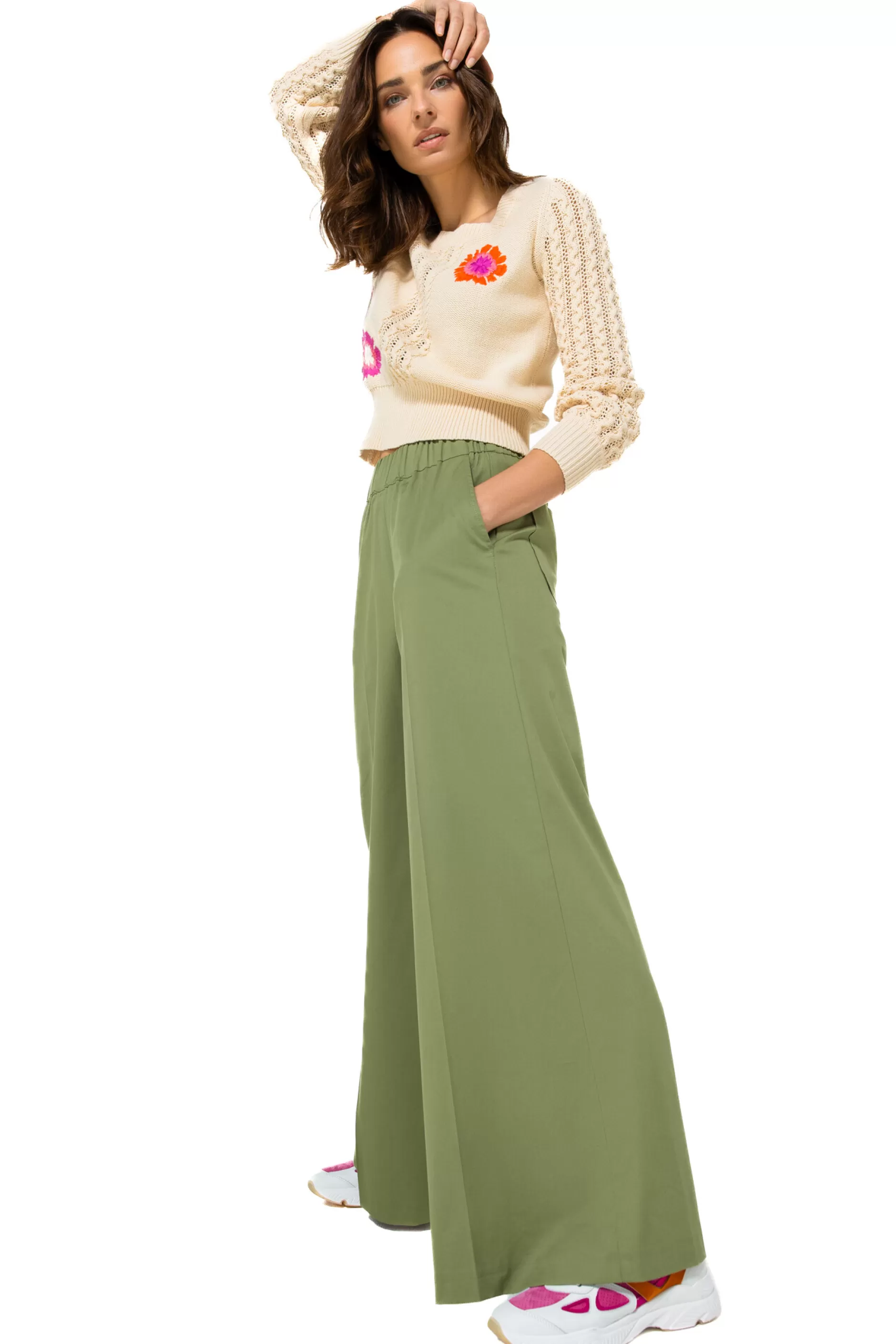 Caroline Biss 1569-60 / Comfortabele Wijde Broek In Katoen, Normal Waist*Vrouwen Broeken