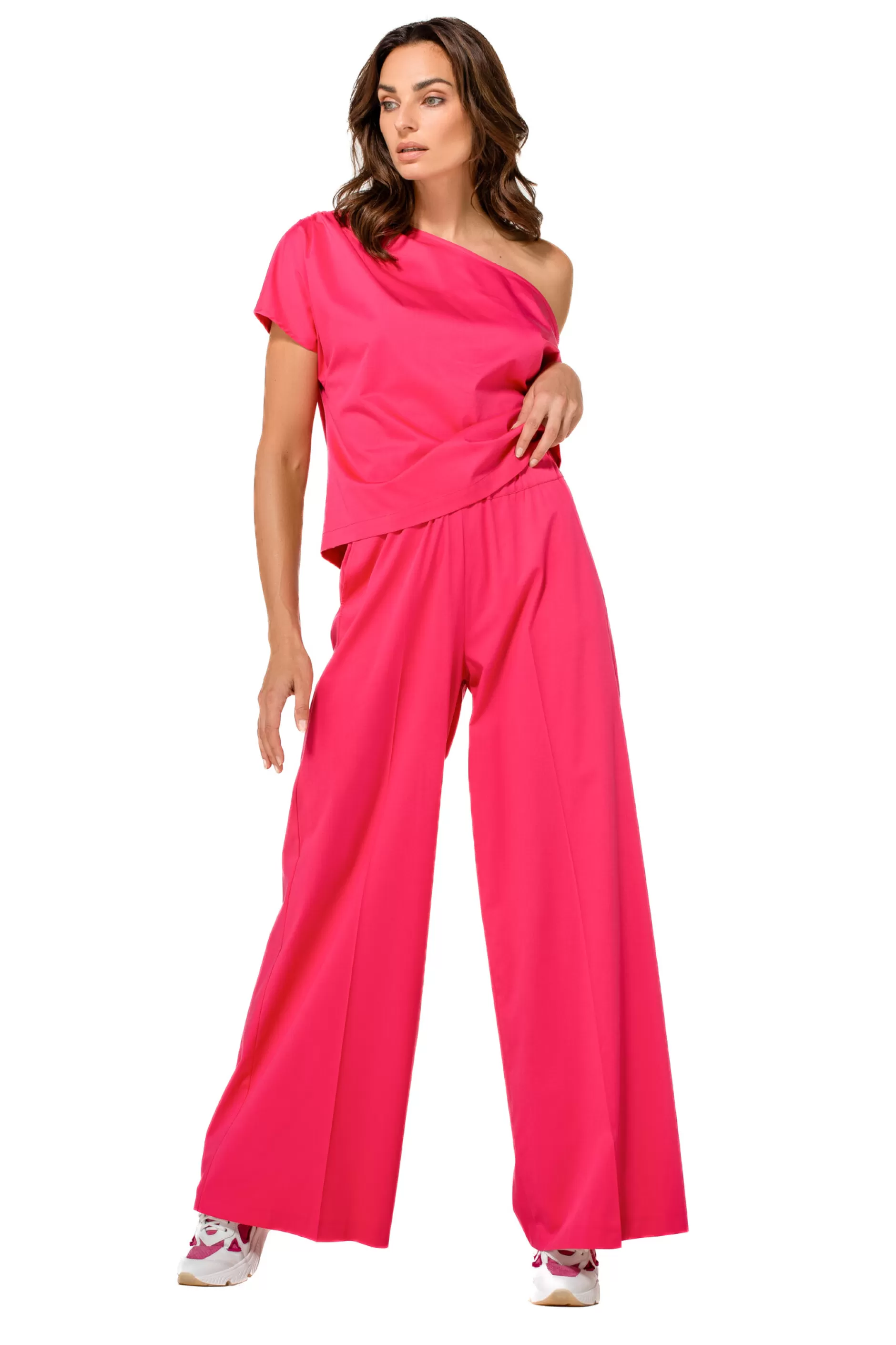 Caroline Biss 1569-74 / Comfortabele Wijde Broek In Katoen, Normal Waist*Vrouwen Broeken