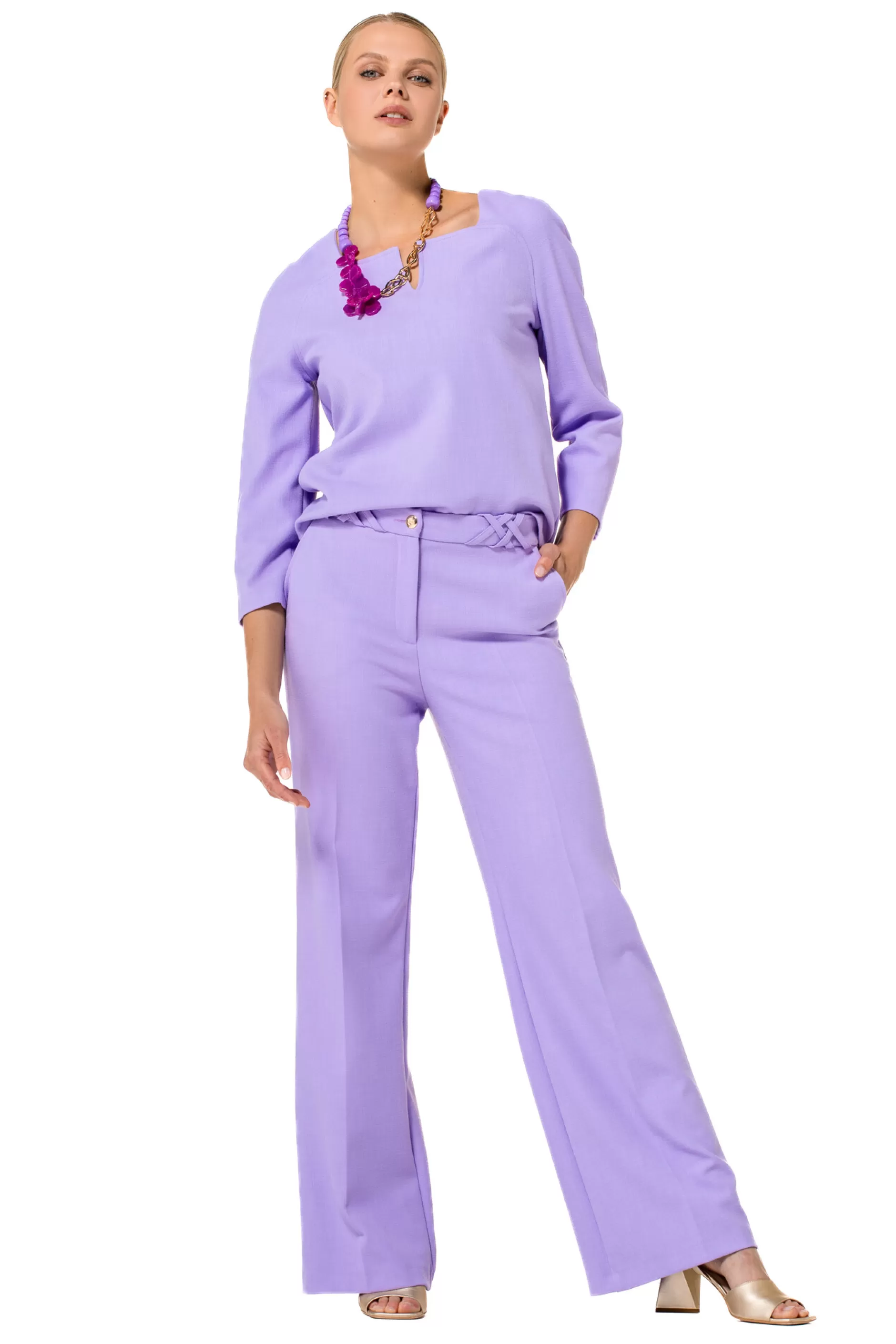 Caroline Biss 1581-46 / Comfortabele Geklede Broek, Recht Been, Normal Waist*Vrouwen Broeken