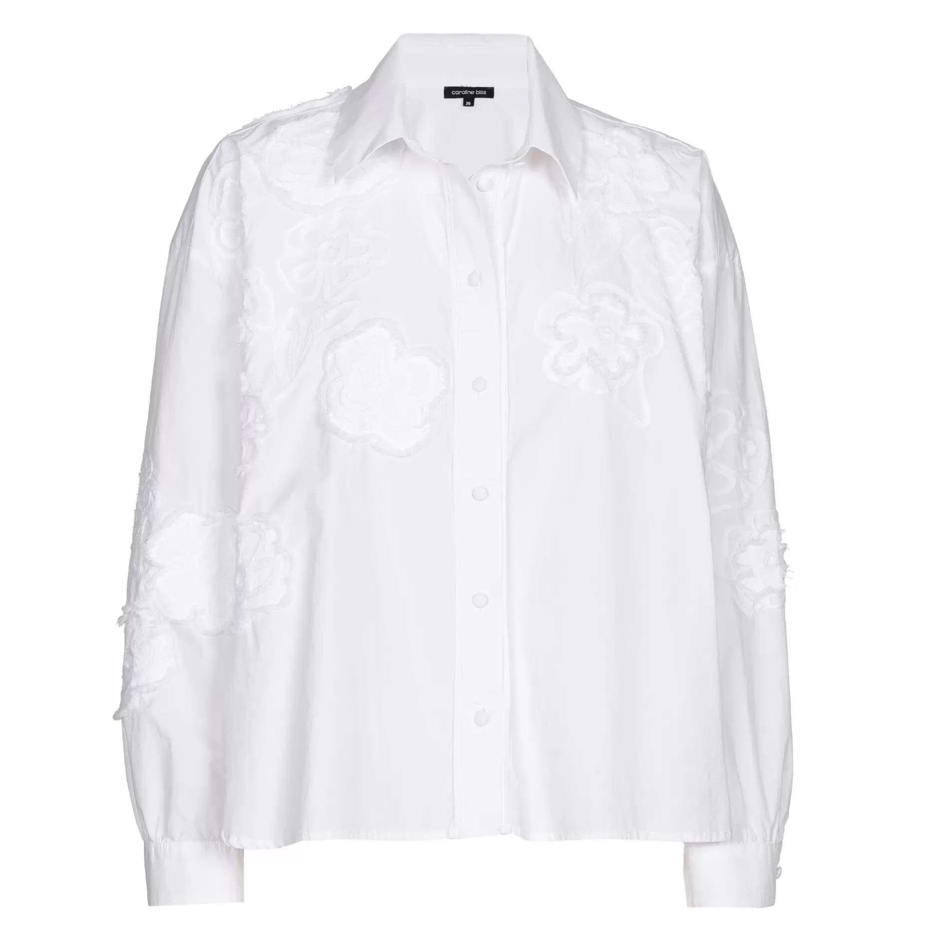 Caroline Biss 1608-90 / Korte Oversized Katoenen Bloes Met Broderie*Vrouwen Tops