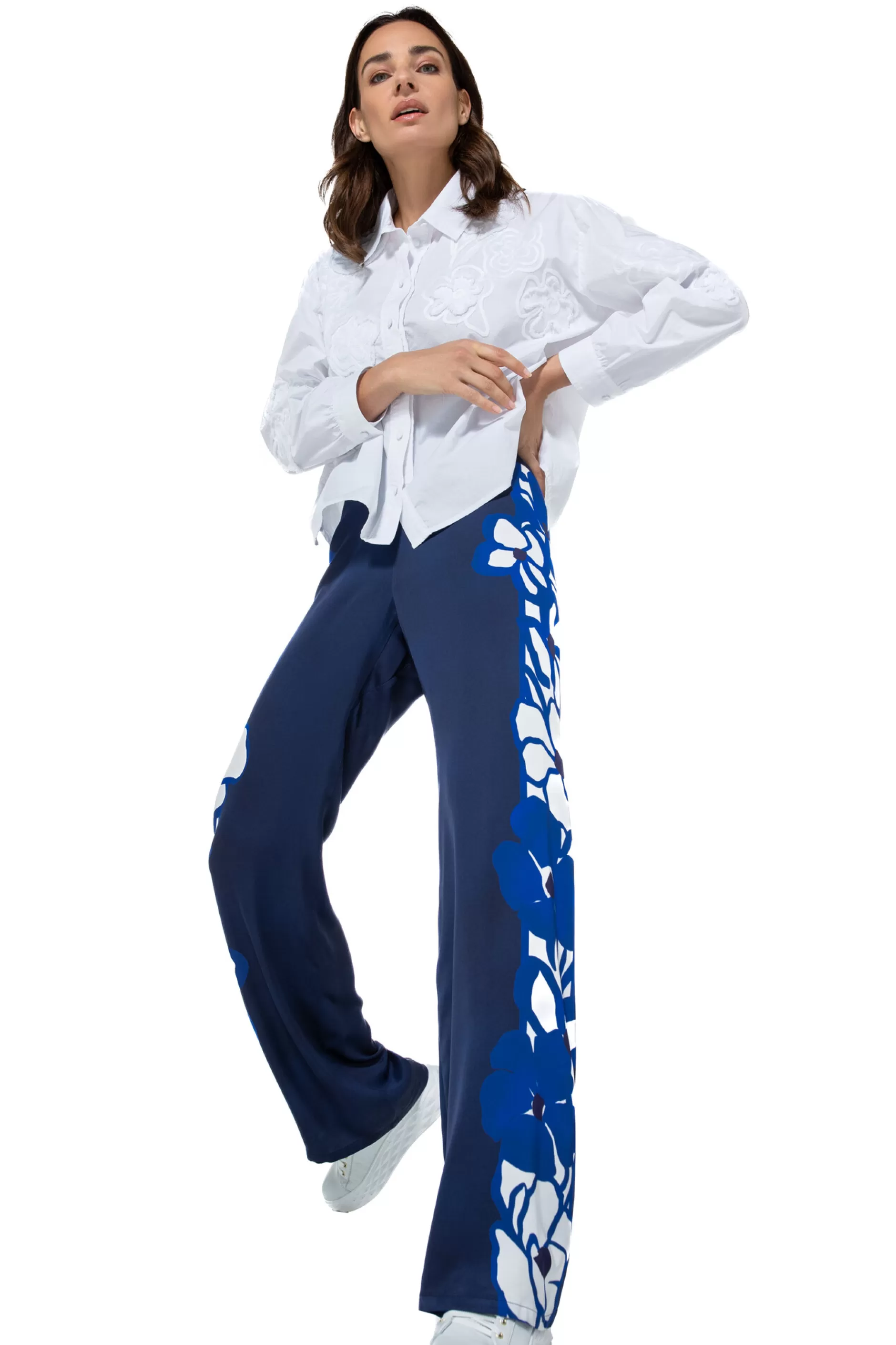 Caroline Biss 1608-90 / Korte Oversized Katoenen Bloes Met Broderie*Vrouwen Tops